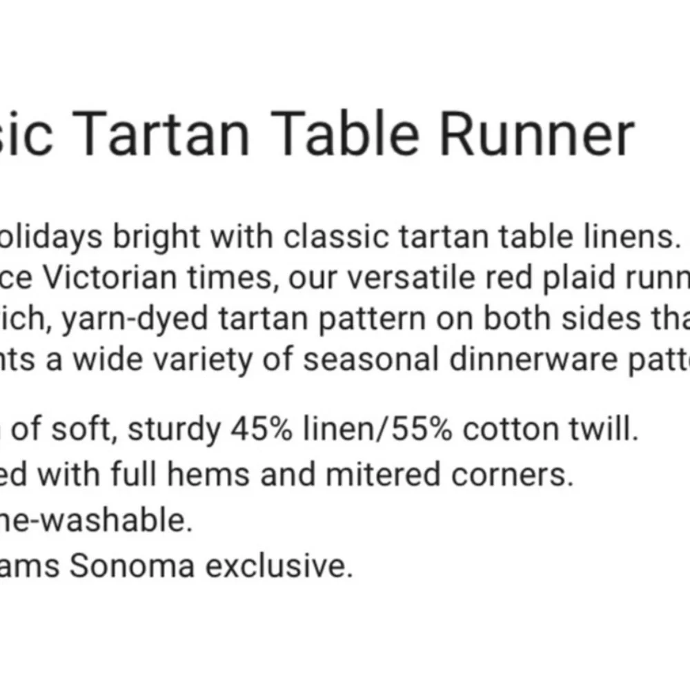 2 William Sonoma Red Tartan Table Runners - Holiday Dining Decor